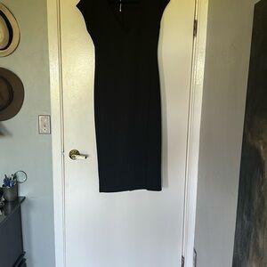Zara Black V-Neck Sheath Midi Dress